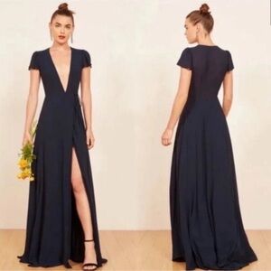Reformation Rosey Wrap Dress - XS - navy blue